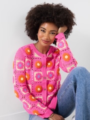 Joe Browns Pink Fun And Floral Crochet Cardigan - Image 3 of 6