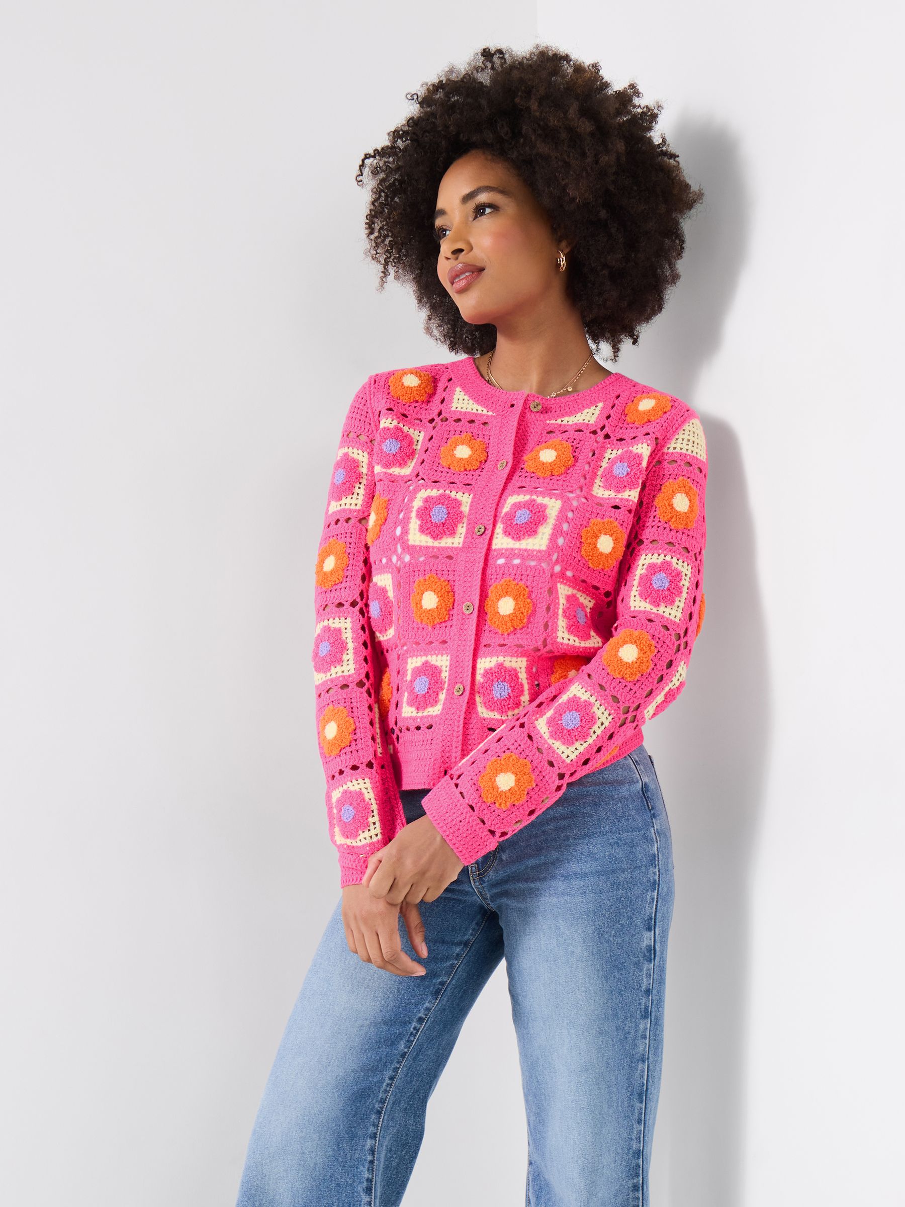 Buy Joe Browns Pink Fun And Floral Crochet Cardigan from the Next