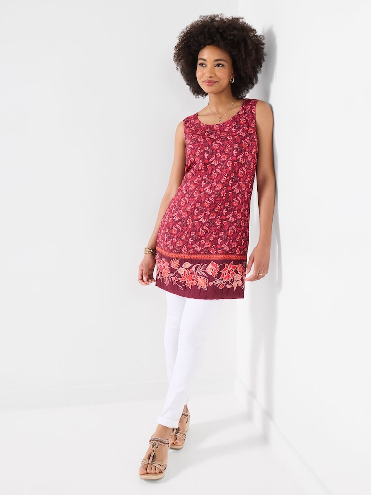 Joe Browns Red Remarkable Reversible Printed Tunic Top - Image 1 of 6