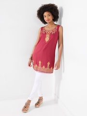 Joe Browns Red Remarkable Reversible Printed Tunic Top - Image 4 of 6