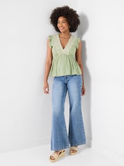 Joe Browns Green Francesca Embroidered Top - Image 3 of 5