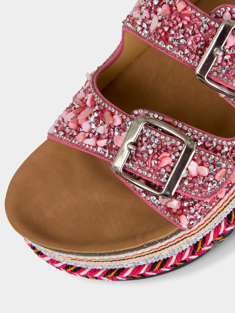 Joe Browns Pink Jewel Encrusted Sliders - Image 5 of 5