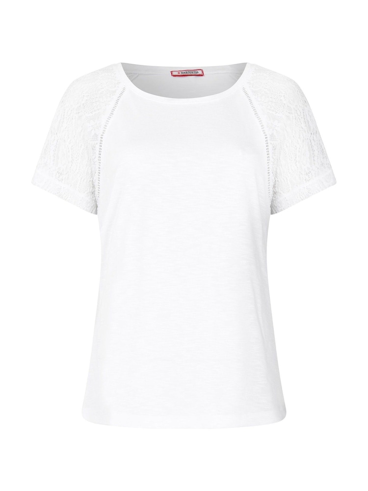 Joe Browns White Suzie Lace Sleeve T-Shirt - Image 5 of 5