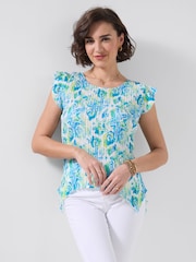 Joe Browns Blue Clear Waters Printed Plisse Top - Image 1 of 5