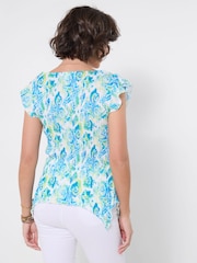 Joe Browns Blue Clear Waters Printed Plisse Top - Image 4 of 5