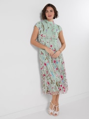 Joe Browns Green Garden Party Embroidered Dress - Image 2 of 6