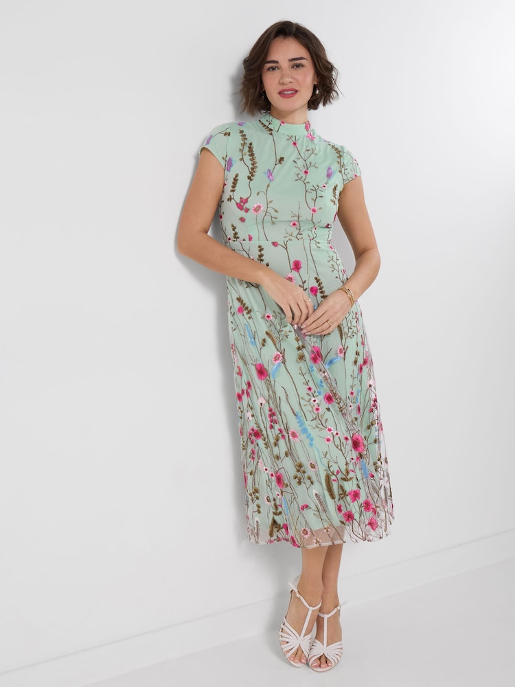 Joe Browns Green Garden Party Embroidered Dress - Image 2 of 6