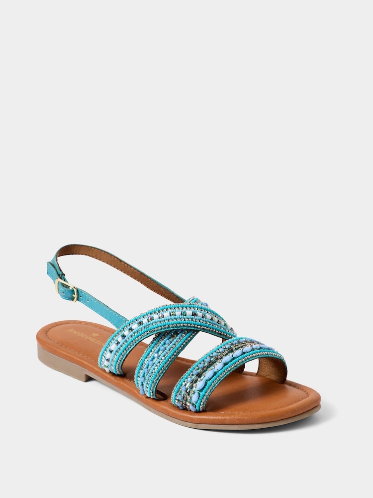 Joe Browns Blue Santorini Beaded Leather Sandals - Image 2 of 4