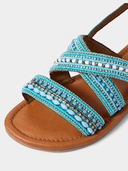 Joe Browns Blue Santorini Beaded Leather Sandals - Image 4 of 4
