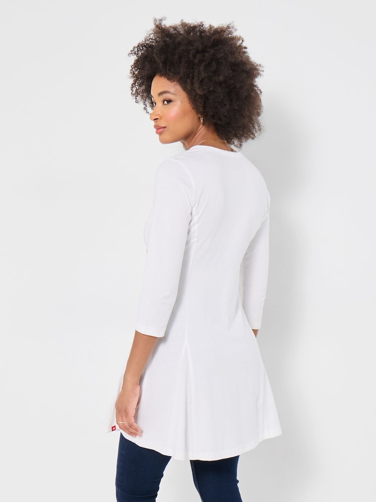 Joe Browns White Wild Roses Graphic Longline Top - Image 2 of 5