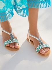 Joe Browns Blue Shimmering Sea Horse Sandals - Image 1 of 4