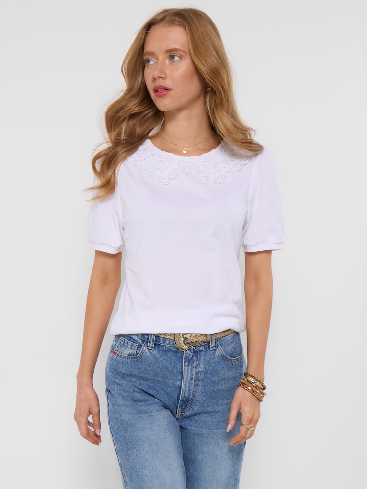 Joe Browns White Tilly Lace Collar T-Shirt - Image 1 of 5