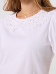 Joe Browns White Tilly Lace Collar T-Shirt - Image 3 of 5