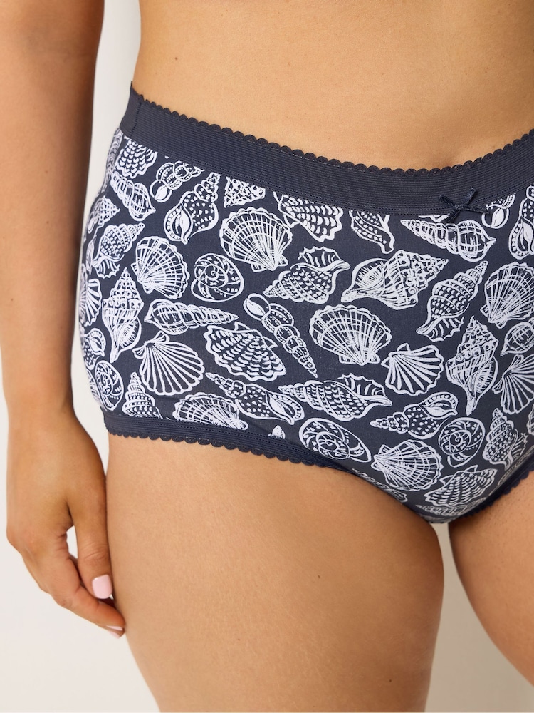 Yours Curve Blue Seaside Print Full Briefs 5 Pack - Image 2 of 9 Yours Curve Blue Seaside Print Full Briefs 5 Pack - Image 2 of 9