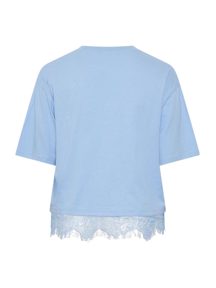 Azul claro - Yours Curve Limited Lace Hem Top - Imagen 6 de 6