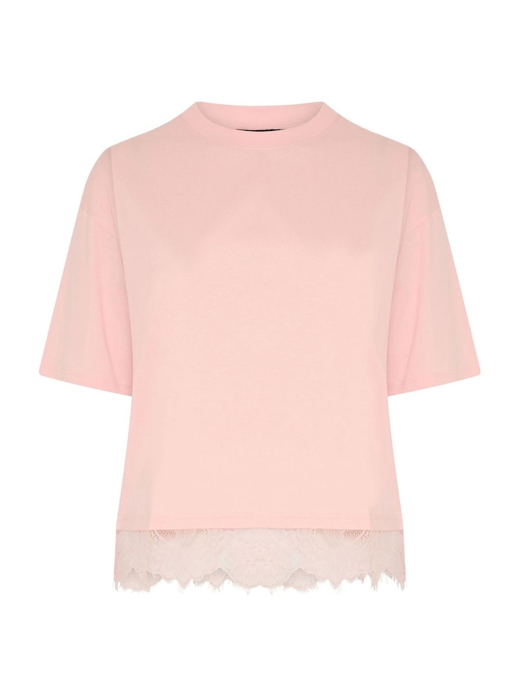 Yours Curve Pink Limited Lace Hem Top - Image 5 of 5 Yours Curve Pink Limited Lace Hem Top - Image 5 of 5