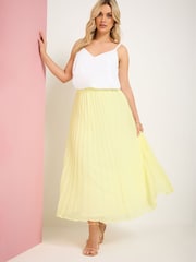 Yours Curve Yellow Chiffon Pleated Skirt - Image 2 of 3