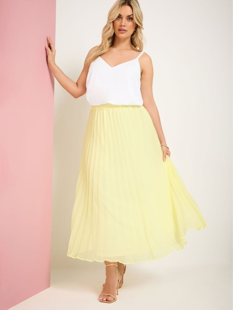 Yours Curve Yellow Chiffon Pleated Skirt - Image 2 of 3 Yours Curve Yellow Chiffon Pleated Skirt - Image 2 of 3