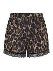 Yours Curve Brown Limited Lace Hem Shorts - Image 5 of 5