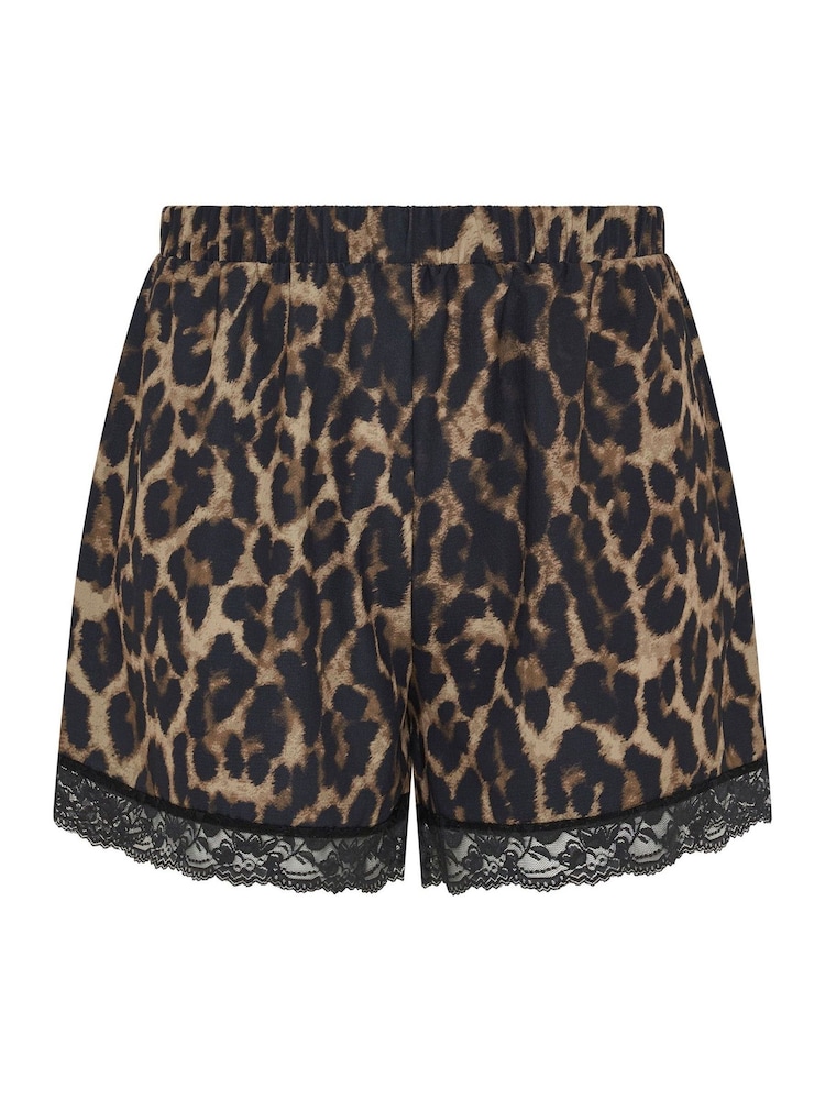 Yours Curve Brown Limited Lace Hem Shorts - Image 5 of 5