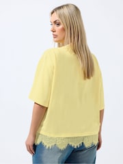 Yours Curve Yellow Limited Lace Hem Top - Image 3 of 5