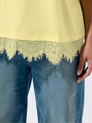 Yours Curve Yellow Limited Lace Hem Top - Image 4 of 5