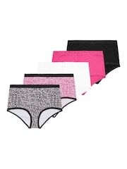 Yours Curve Pink Daisy Print 5 Pack Full Briefs - Image 5 of 10
