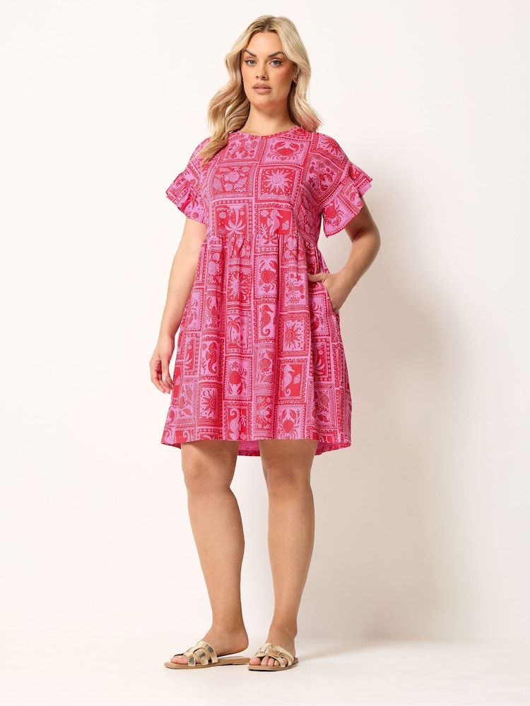Rosa - Vestido túnica con mangas con volantes de Yours Curve - Imagen 2 de 4