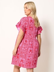 Rosa - Vestido túnica con mangas con volantes de Yours Curve - Imagen 3 de 4