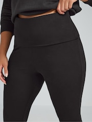 Yours Curve Black Limited Fold Over Kick Flare Leggings - Image 3 of 4