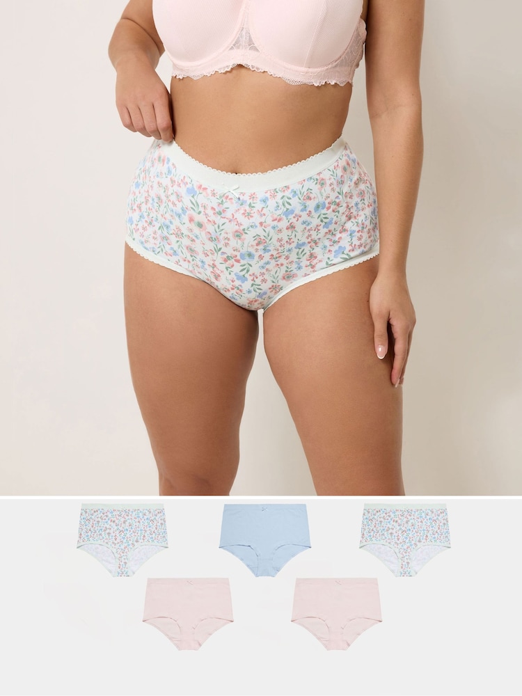 Yours Curve Pink 5 Pack Full Briefs - Image 1 of 10