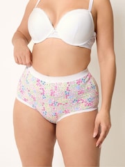 Pink Spring Floral Print - Yours Curve高腰三角褲5條裝 - 圖片 2，共 10