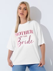Yours Curve White Limited Mother Of The Bride Metallic T-Shirt - Image 1 of 5