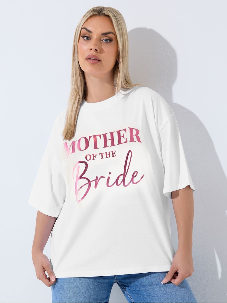 Yours Curve White Limited Mother Of The Bride Metallic T-Shirt - Image 1 of 5