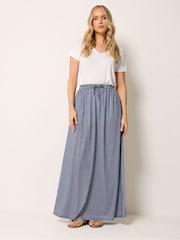 Long Tall Sally Blue Gingham Shirred Waist Skirt - Image 1 of 5