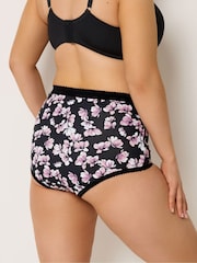Yours Curve Pink Inky Floral Print 5 Pack Full Briefs - Image 3 of 9
