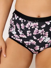 Yours Curve Pink Inky Floral Print 5 Pack Full Briefs - Image 4 of 9