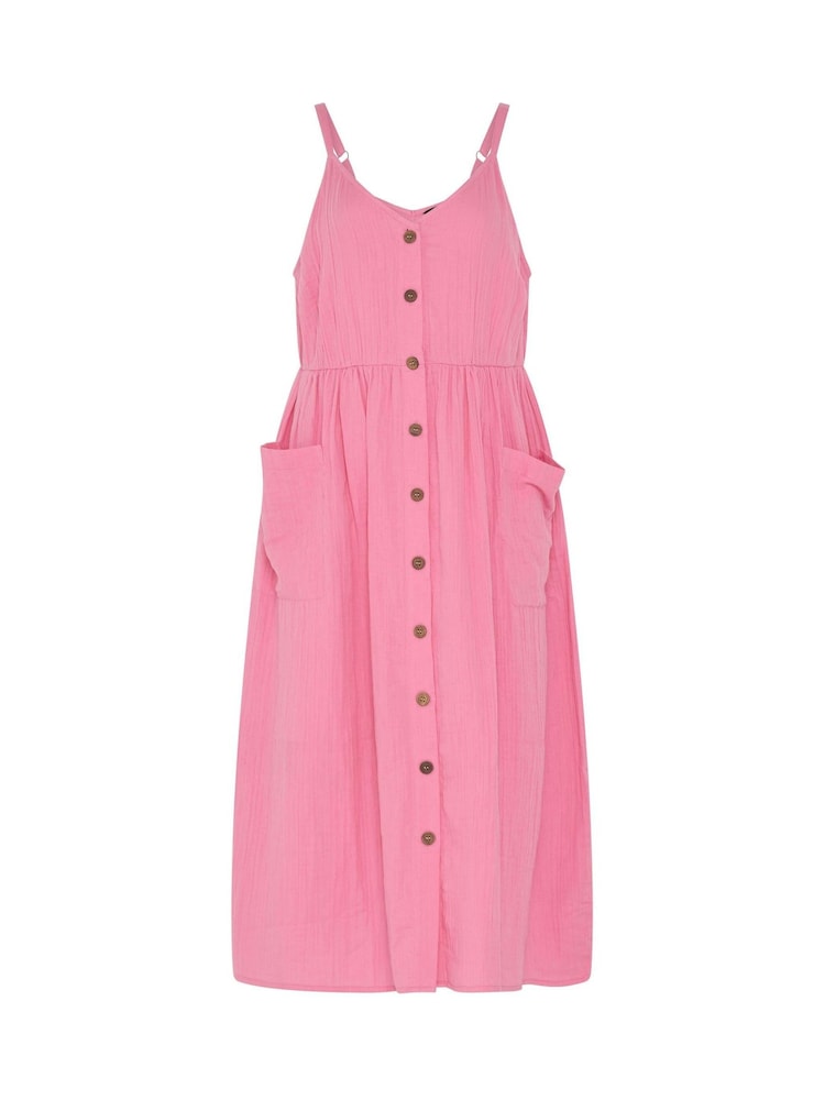 Yours Curve Pink Cheesecloth Pocket Sun Dress - Image 5 of 5 Yours Curve Pink Cheesecloth Pocket Sun Dress - Image 5 of 5