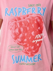 Yours Curve Pink Acid Wash Core Placement T-Shirt - Image 4 of 5