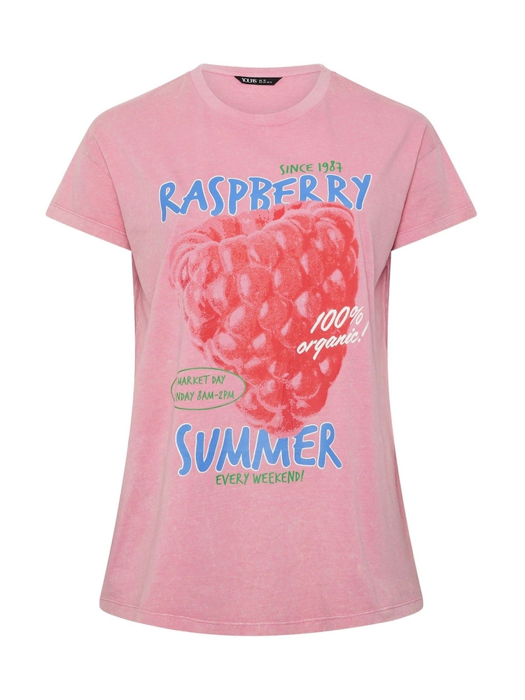 Yours Curve Pink Acid Wash Core Placement T-Shirt - Image 5 of 5