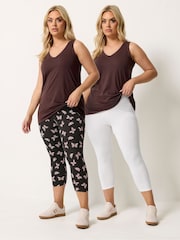Yours Curve White Cropped Leggings 2 Pack - Image 1 of 8