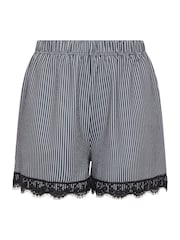 Yours Curve Grey Limited Pinstripe Lace Shorts - Image 5 of 5