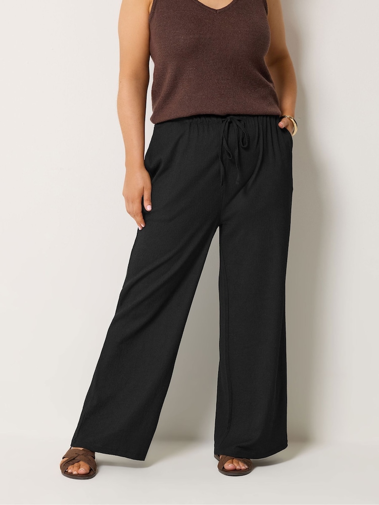 Yours Curve Brown Wide Leg Trousers 2 Pack - Image 2 of 8