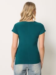 Long Tall Sally Blue Asymmetric Ruched Top - Image 3 of 5