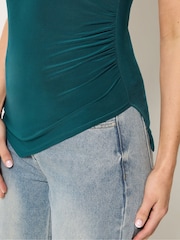 Long Tall Sally Blue Asymmetric Ruched Top - Image 4 of 5