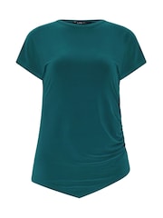Long Tall Sally Blue Asymmetric Ruched Top - Image 5 of 5