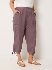 Yours Curve Pink Cropped Cargo Trousers - Image 1 of 5