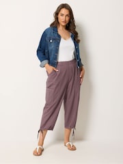 Yours Curve Pink Cropped Cargo Trousers - Image 2 of 5