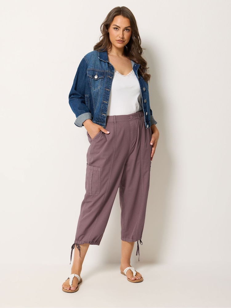 Yours Curve Pink Cropped Cargo Trousers - Image 2 of 5 Yours Curve Pink Cropped Cargo Trousers - Image 2 of 5