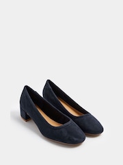 Long Tall Sally Blue Block Heel Ballerina Pumps - Image 1 of 4
